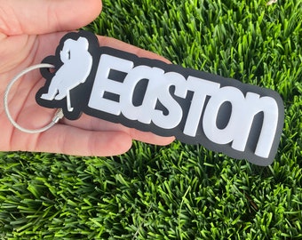 Portachiavi con nome personalizzato per hockey / Portachiavi per hockey / Portachiavi personalizzati per hockey / Etichetta per borsa da hockey