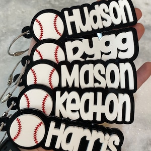 Custom Baseball Name Keychains | Baseball Keychains | Baseball Personalized Keychain | Baseball Bag Tag