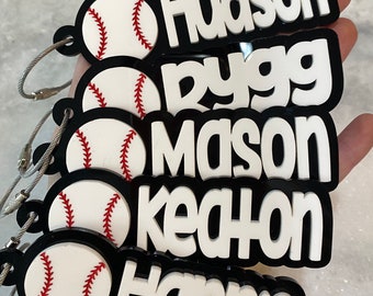 Llaveros de nombre de béisbol personalizados / Llaveros de béisbol / Llavero personalizado de béisbol / Etiqueta de bolsa de béisbol