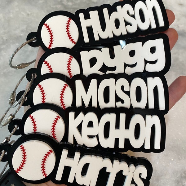 Custom Baseball Name Keychains | Baseball Keychains | Baseball Personalized Keychain | Baseball Bag Tag