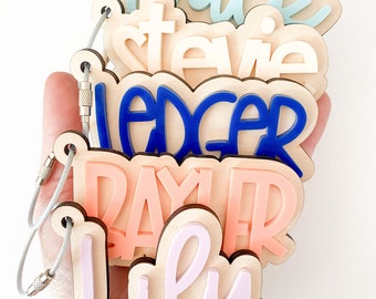 Acrylic Keychain | Personalized Wooden & Acrylic Name Tag | Acrylic Bag Tags | Backpack Name Tag | Diaper Bag Keychain | Custom Name Tag