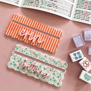 Gestreifter Mahjong Reihenfinder | Floral Scallop Line Reader | Mahjong Geschenke | Mahjong Accessoires | Mahjong Regel Helfer Bild 6