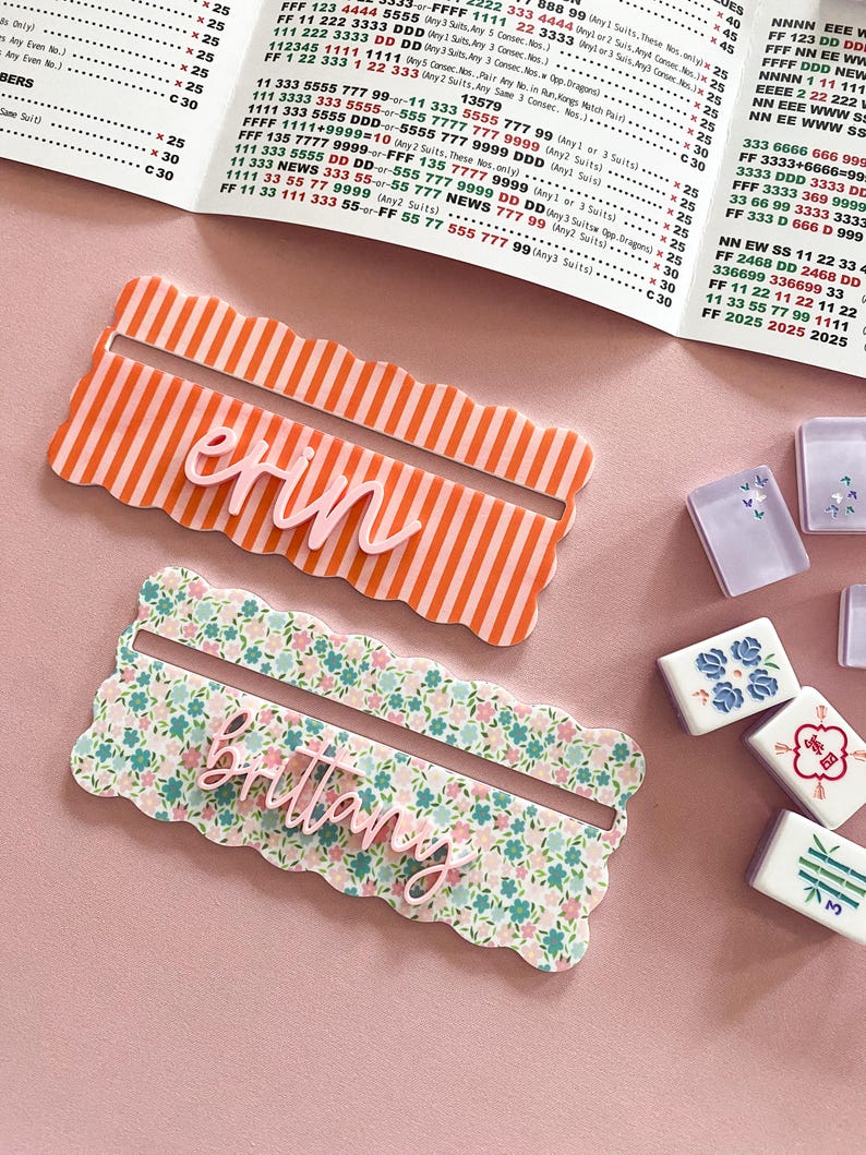 Gestreifter Mahjong Reihenfinder | Floral Scallop Line Reader | Mahjong Geschenke | Mahjong Accessoires | Mahjong Regel Helfer Bild 6