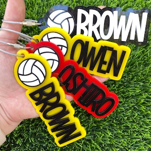 Custom Volleyball Name Keychains | Volleyball Keychains | Volleyball Personalized Keychain | Volleyball Bag Tag