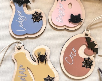 Halloween Tag | Halloween Retro Letter Tag | Personalized Halloween Tag | Boo Basket Tag | Halloween Basket | Spider Tag
