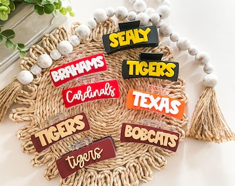Individuelle Klauenclips | Personalisierte Spiel Tag Haarkralle Clip | Benutzerdefinierte Name Kralle Clip | Haarspange | Personalisiertes Game Day Accessoire