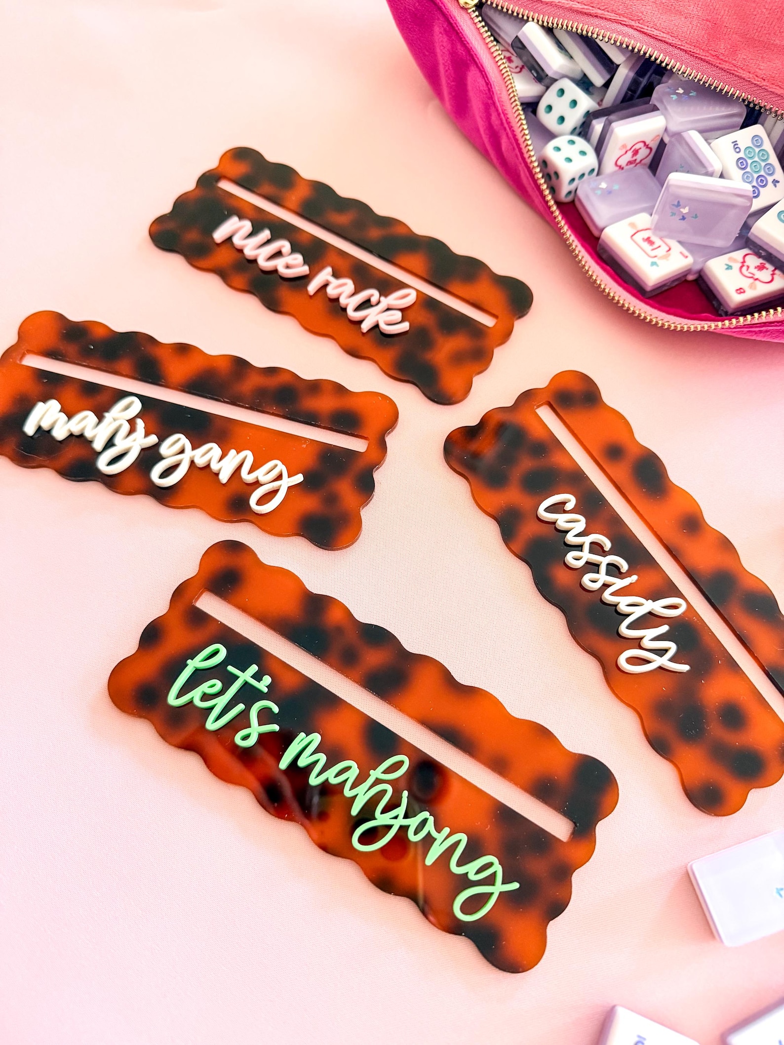 Personalized Tortoise Shell Mahjong Line Finder | Scalloped Tortoise ...