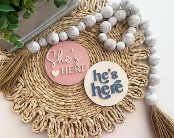 He's Here, She's Here Acrylic Baby Announcement | Newborn Announcement | Boy Girl Baby Sign | Boy Girl Announcement Sign|Gender Announcement