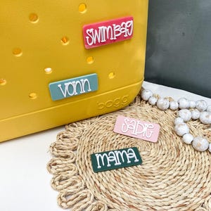 Bogg Bag Name Charms | Beach Tote Name Plate | Bogg Bag Charms | Beach Bag Tag | Acrylic Name Tag | Custom Bogg Bag Charm