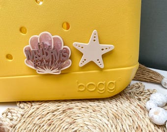 Bogg Bag Shell Charms | Beach Tote Name Plate | Bogg Bag Charms | Beach Bag Tag | Acrylic Name Tag | Custom Bogg Bag Charm