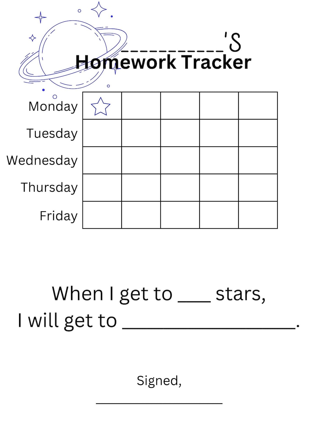 Homework Tracker - Etsy