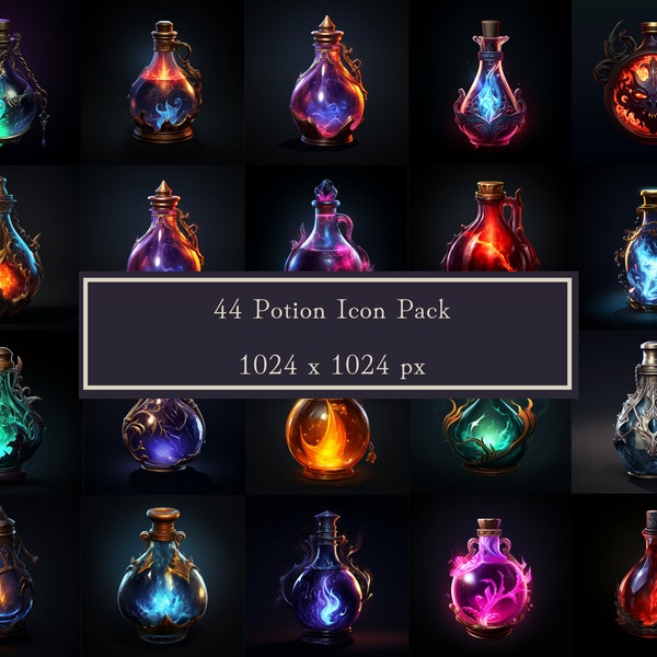 Potion Icon Pack, RPG, DnD, Video Games, Tabletop, Pen and Paper