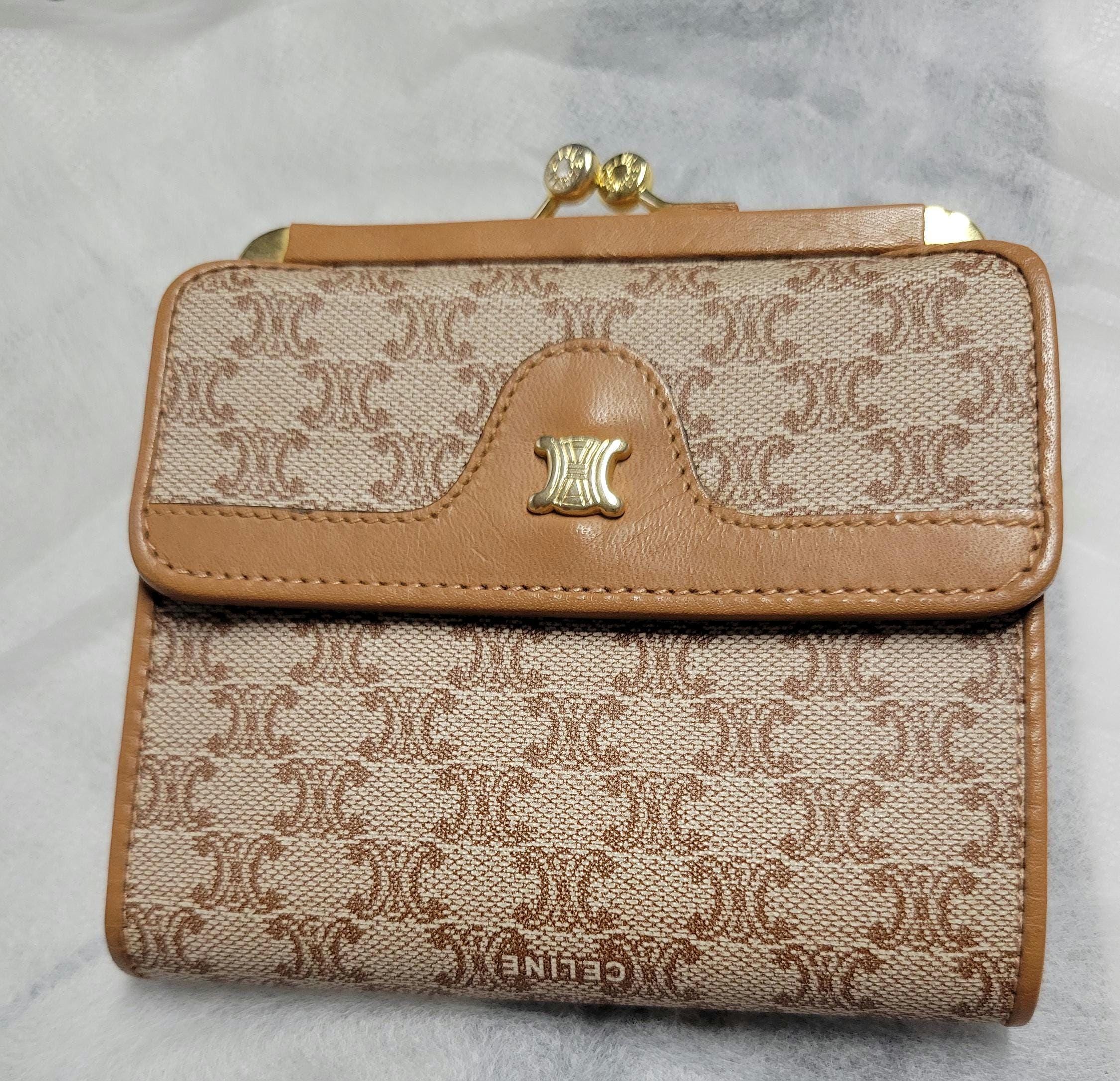 美品‼️CELINE ♡ Vintage ♡ mini Wallet Celine Mini Bicolor Wallet with Pouch, Used, Good Condition