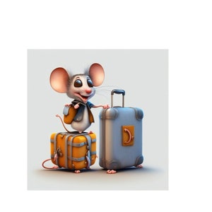 leuke afbeelding van een muis die op vakantie gaat