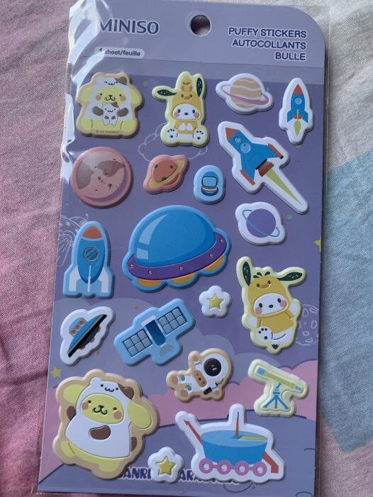 Sanrio Puffy Stickers Kuromi, Mymelody, Hello Kitty, Cinnamoroll