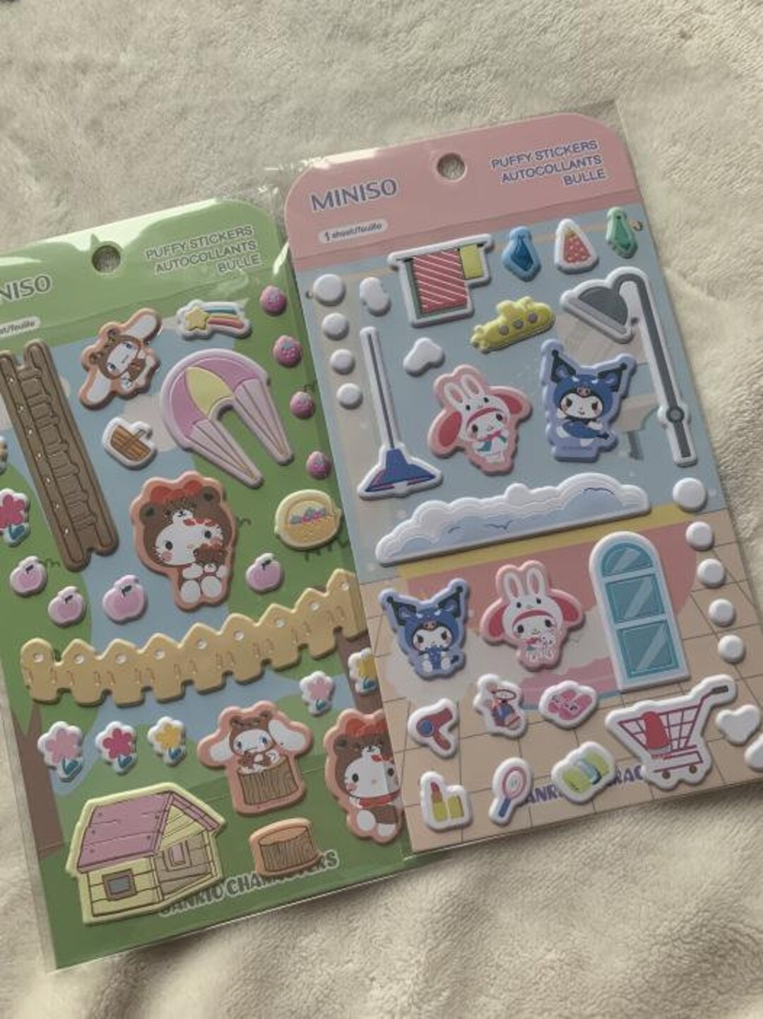 Sanrio Puffy Stickers Kuromi, Mymelody, Hello Kitty, Cinnamoroll