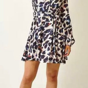Multicolour Leopard Print Wrap Dress