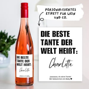 Schwangerschaft verkünden Tante, Etikett personalisiert für Wein Sekt, Weinetikett Baby, Wir bekommen ein Baby