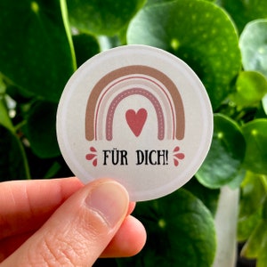 Aufkleber FÜR DICH Herz | bunte Sticker Etiketten für Verpackung, Paket, Geburtstag, Geschenk, Business | Set 10, 20, 30, ... 100 Stück