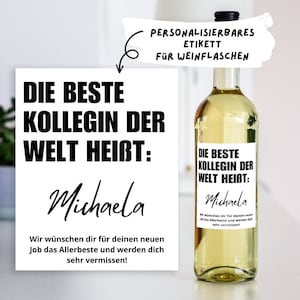Wein Etikett Abschied Kollegin Chef Lehrerin | Personalisierter Aufkleber Weinflasche | Geschenk Rente Job | Aufkleber selbst gestalten