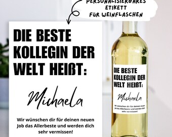 Wein Etikett Abschied Kollegin Chef Lehrerin | Personalisierter Aufkleber Weinflasche | Geschenk Rente Job | Aufkleber selbst gestalten