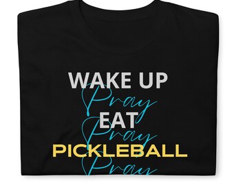 Prayerful Tee, CUSTOMIZABLE, 'Pickleball' Short-Sleeve Black T-Shirt