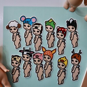 Sticker Sonny Angel série animaux Version 2 | pour journal, bouteille d'eau, téléphone, ordinateur portable | Résistant à l'eau et aux rayures