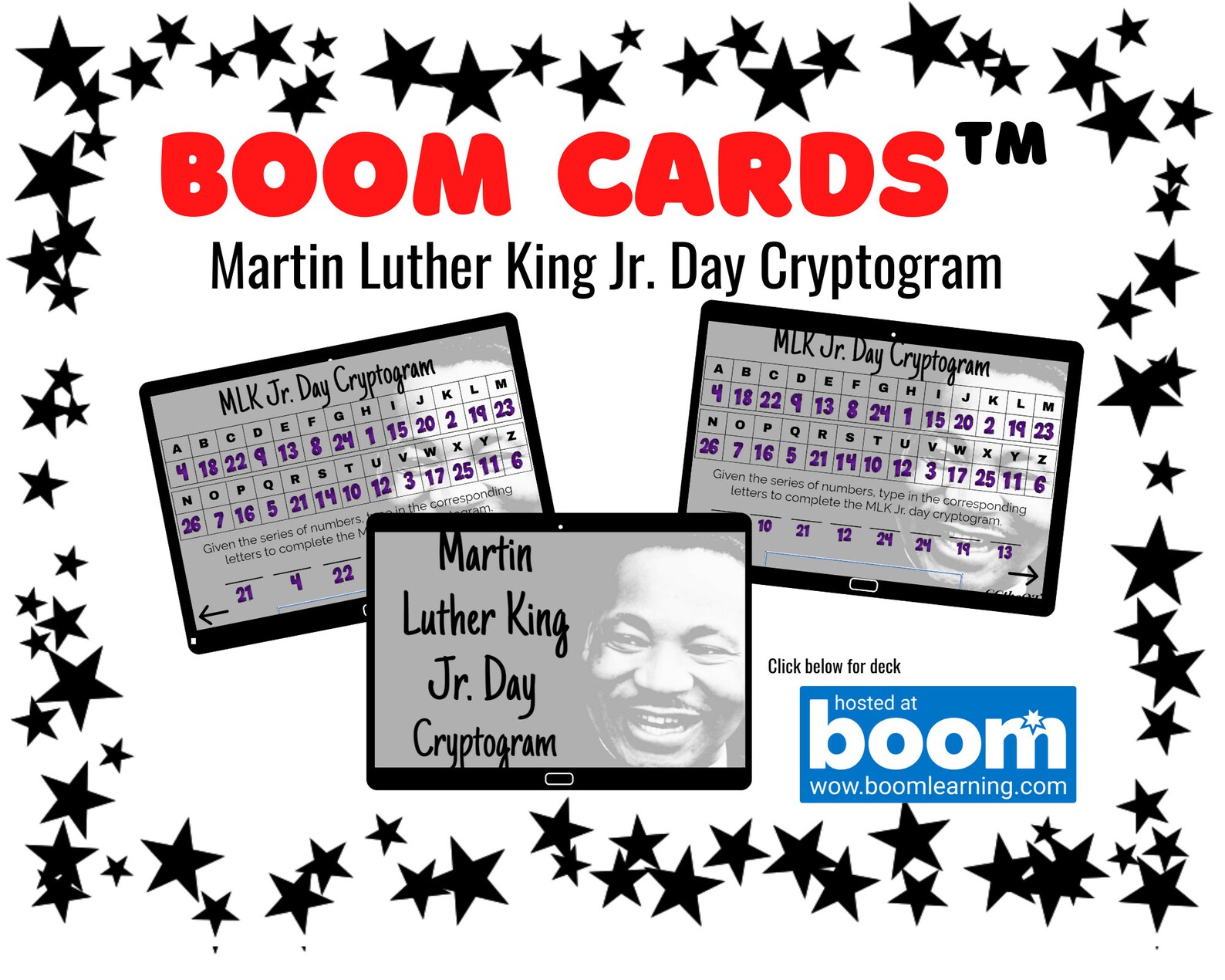 Martin Luther King Jr Cryptogram Boom Cards Boom Cards Occupational