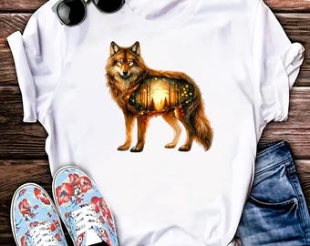 Wolf Stomach Forest Graphic T-Shirt - Wolf Lover Gift