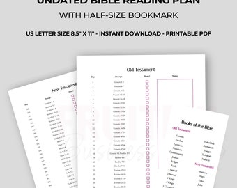 Undated Bible Reading Plan with Half-Size Bookmark