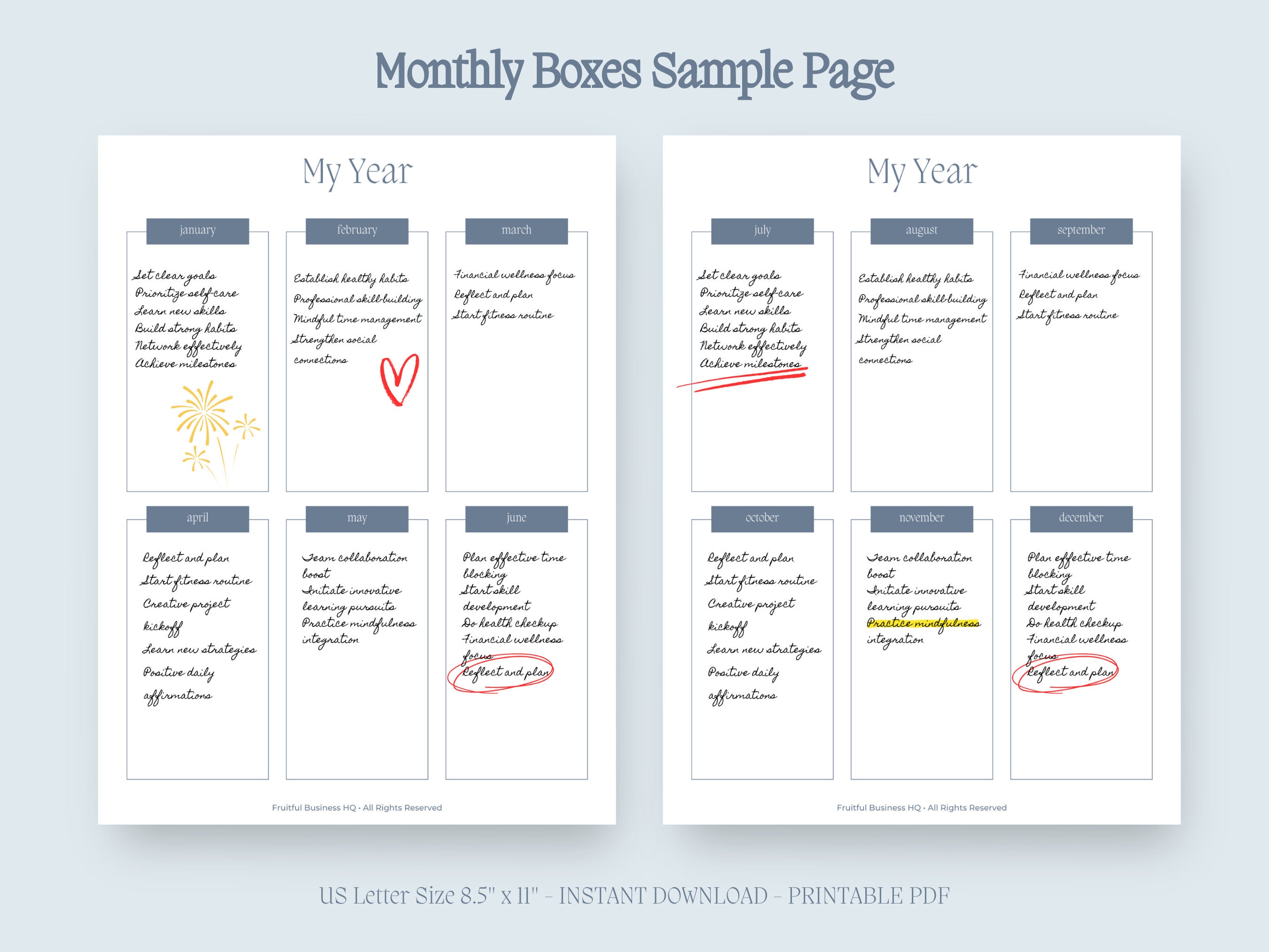 Monthly, Blank, and Numbered Boxes Bundle - OCEAN Collection - Image 2