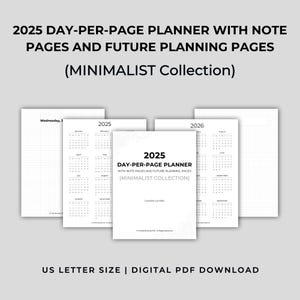 2025 年 1 ページ 1 日プランナー、メモページと将来計画ページ付き (MINIMALIST コレクション)