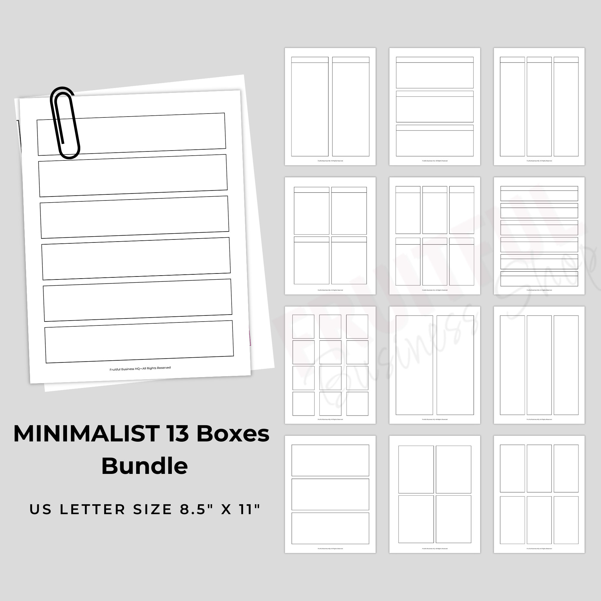 MINIMALIST 13 Boxes Bundle Printable