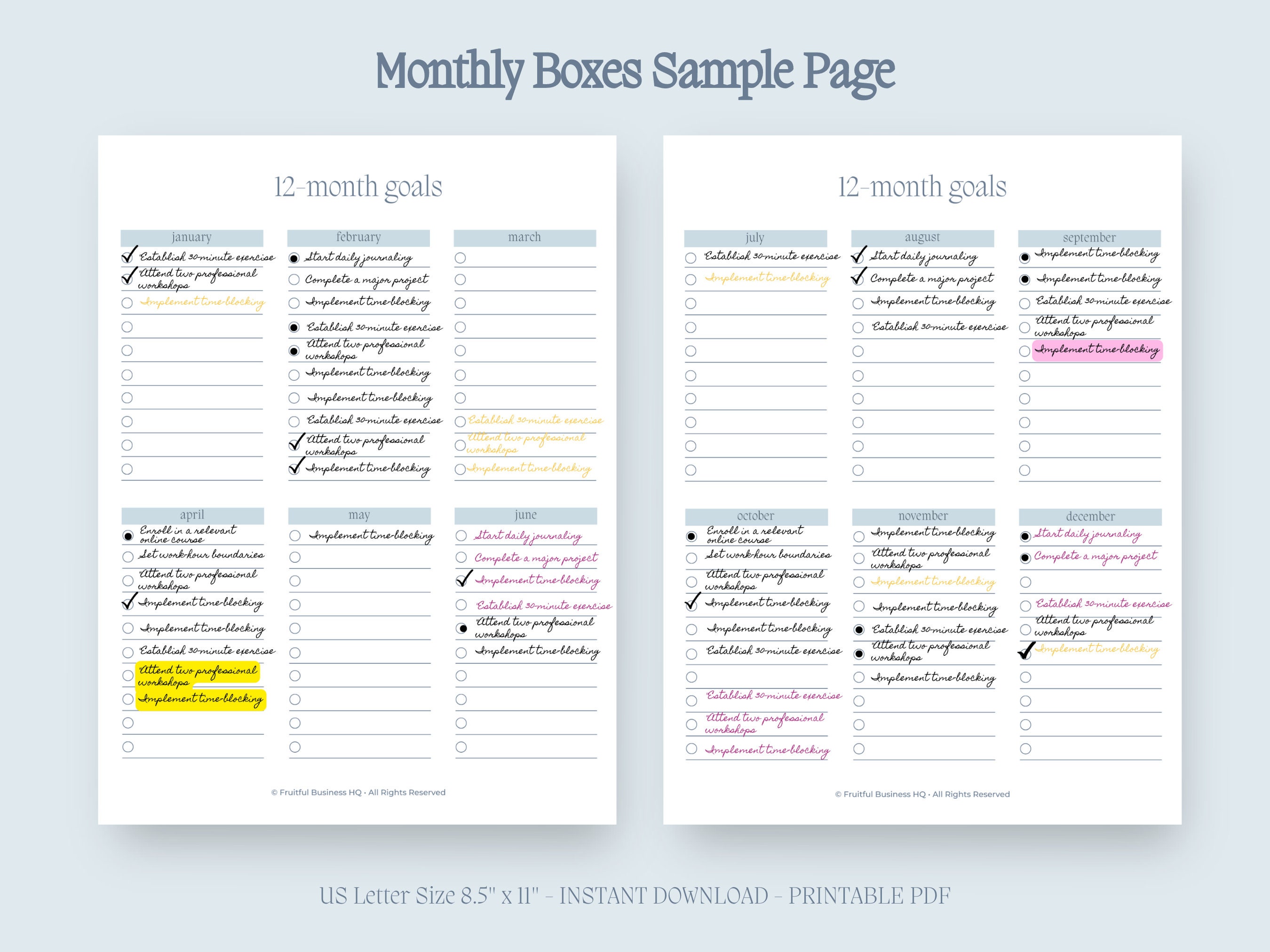 Monthly, Blank, and Numbered Boxes Bundle - OCEAN Collection - Image 4