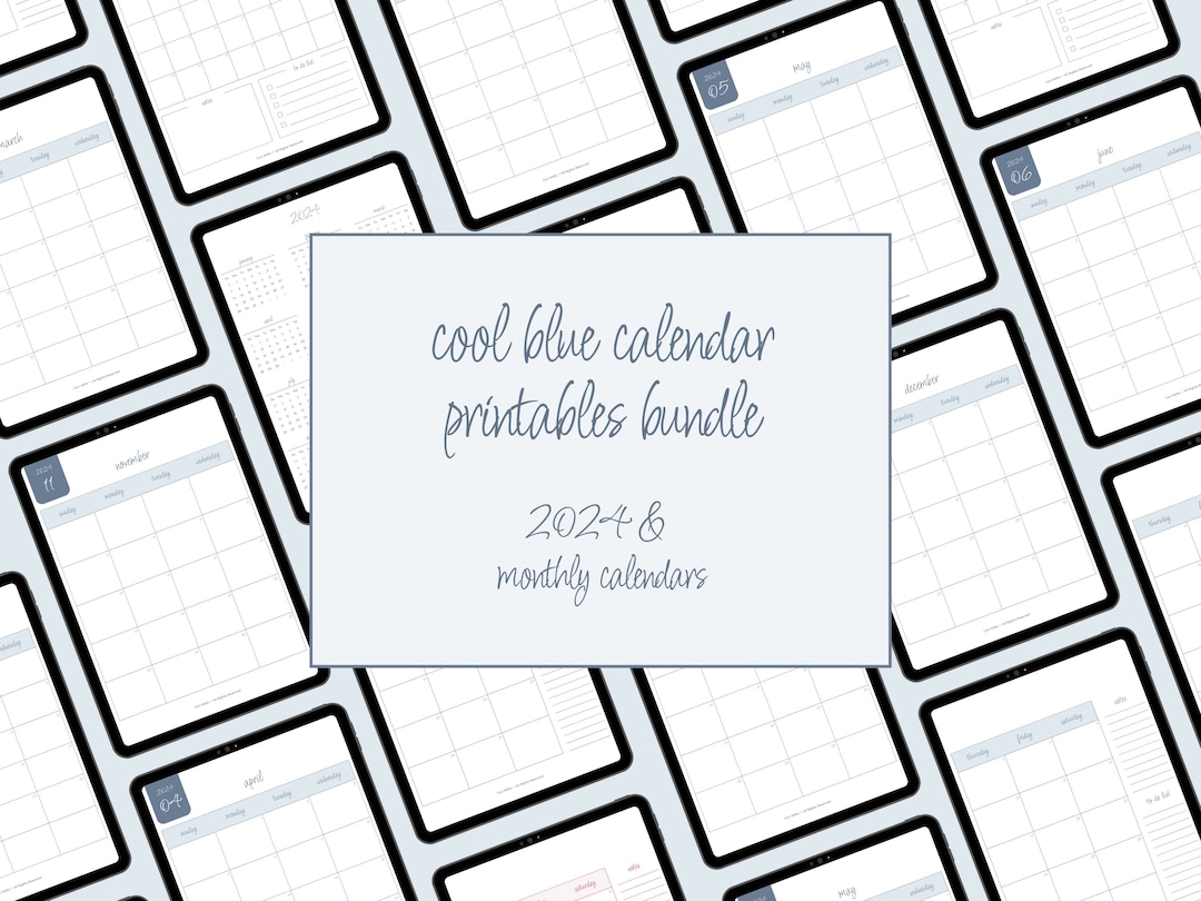 Ocean calendar printables bundle 2024 monthly calendars etsy