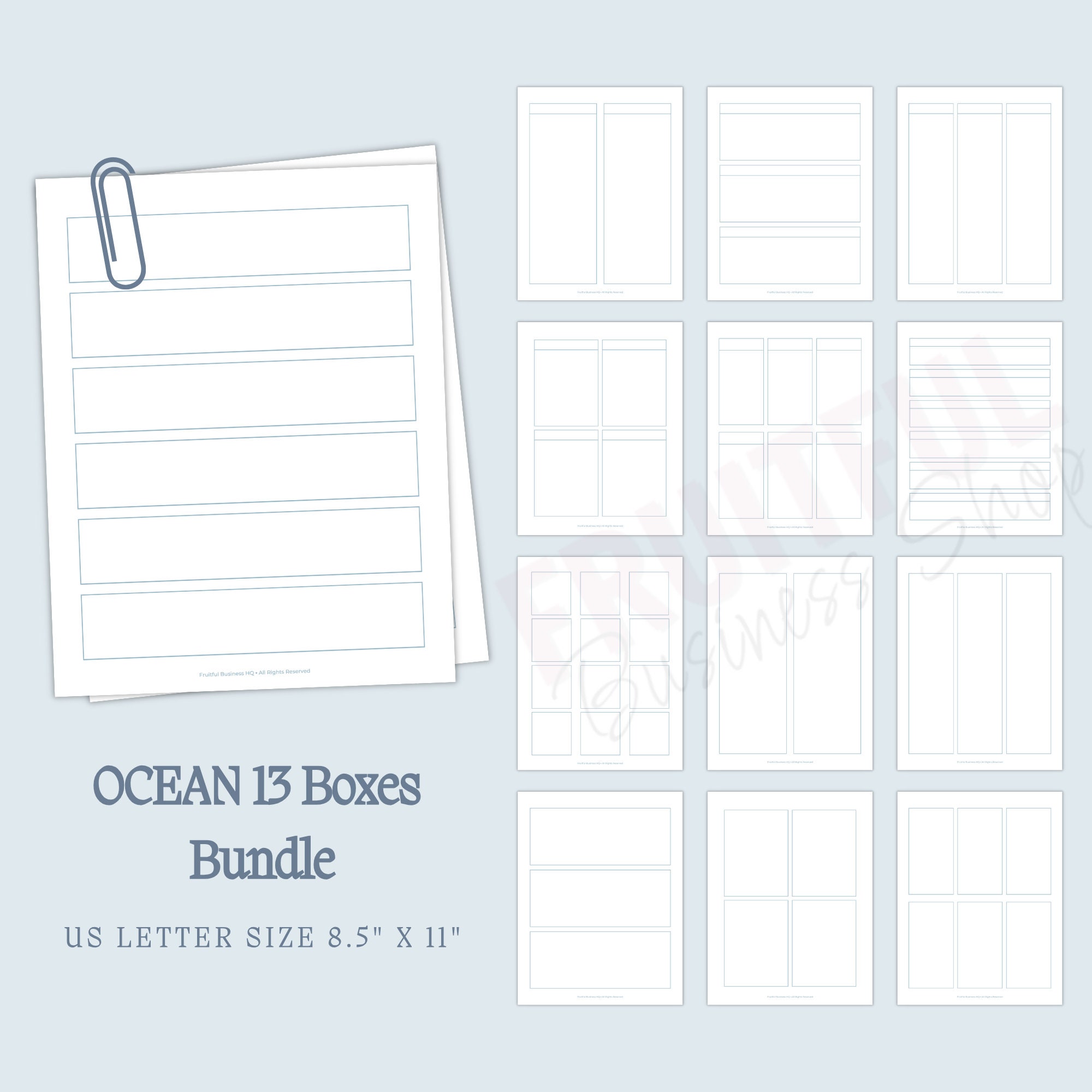 OCEAN 13 Boxes Bundle Printable