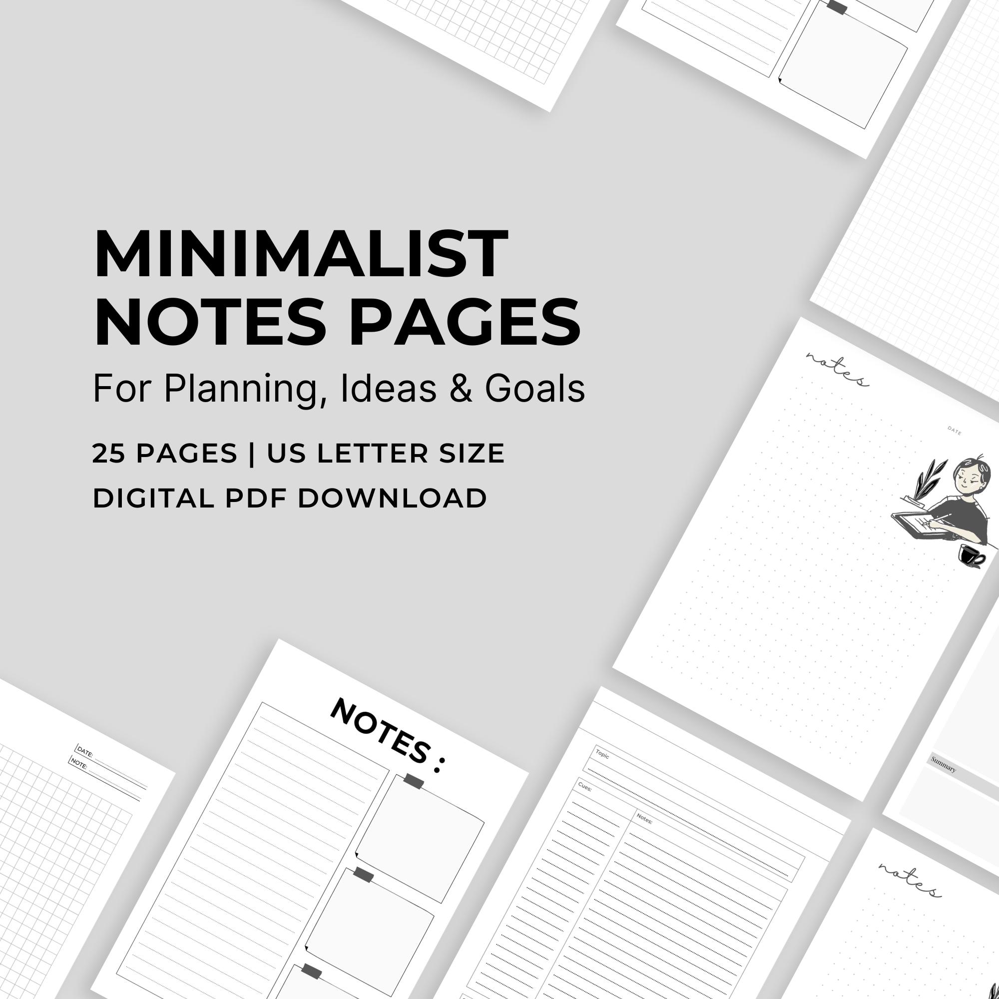Minimalist Notes Pages – For Planning, Writing & Ideas
