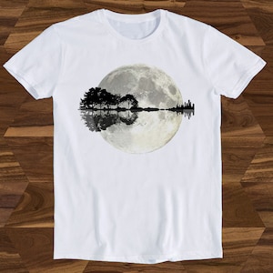 Moonlight Nature Guitar Tree Best Seller T Shirt Gift Unisex Top Tee  T707