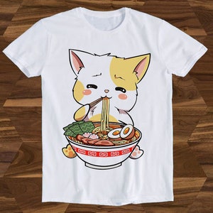 Ramen Cat Anime Kawaii Neko Ramen Cute Japanese Noodle Funny Gift Tee T-Shirt T447