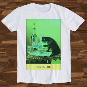 Schwarze Katze Tarot Karte Fortune Reading Absinth Retro Kunst Zeichnung Geschenk Meme Lustiges Geschenk T-Shirt T1168