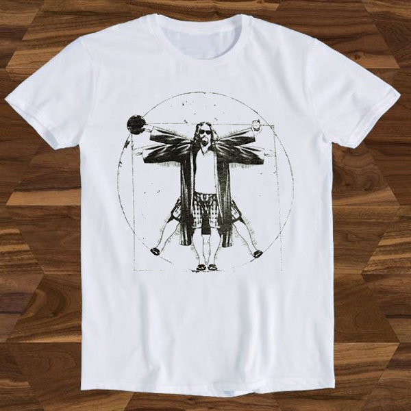 The Big Lebowski Vitruvian The Dude Birthday Design Drawing Movie Meme Funny Gift Tee T-Shirt T309