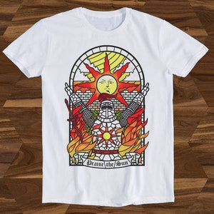 Lof de zon Tarot kaart dank God Online Gaming Dark Souls Gamer T Shirt Vintage Cool Gift Mens Womens Unisex Cartoon Anime Top Tee T890