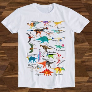 Dinosaurs Names And Pictures Kids Novelty Hilarious Witty Humor Birthday Design Drawing Movie Meme Funny Gift Tee T-Shirt T80