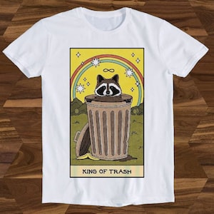 Camiseta de presente engraçado King Of Trash Raccoon Tarot Card T822