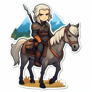 witcher, adesivo in stile cartone animato perfetto per bottiglie d'acqua, console da gioco e skateboard