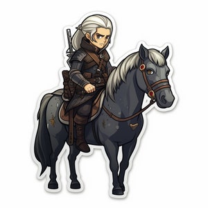 witcher, adesivo in stile cartone animato perfetto per bottiglie d'acqua, console da gioco e skateboard