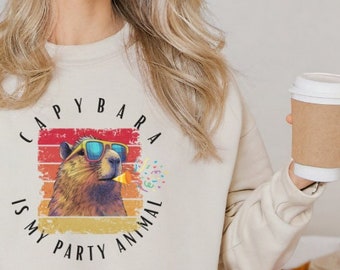 Lustiges Capybara Sweatshirt, Party Tier übergroße gemütliche Kleidung