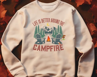 Campfire Design Sweatshirt, Outdoor Lover Camping Tee
