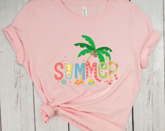 Palm Tree Summer Tee, Beach Vibe T-Shirt