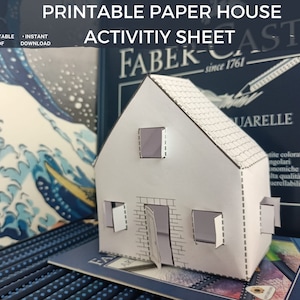 Printable Paper House Craft for Kids - A4 DIY Cut & Color Activity Sheet - Instant Download PDF - Fun Home School Project